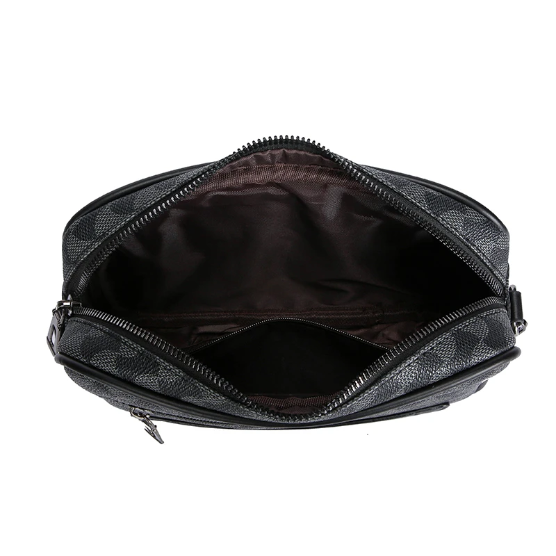 Fashion Business Shoulder Bag PU Leather Men Clutch Bag Wide Strap Crossbody Bag Designer Casual Male Messenger Pack Phone Purse