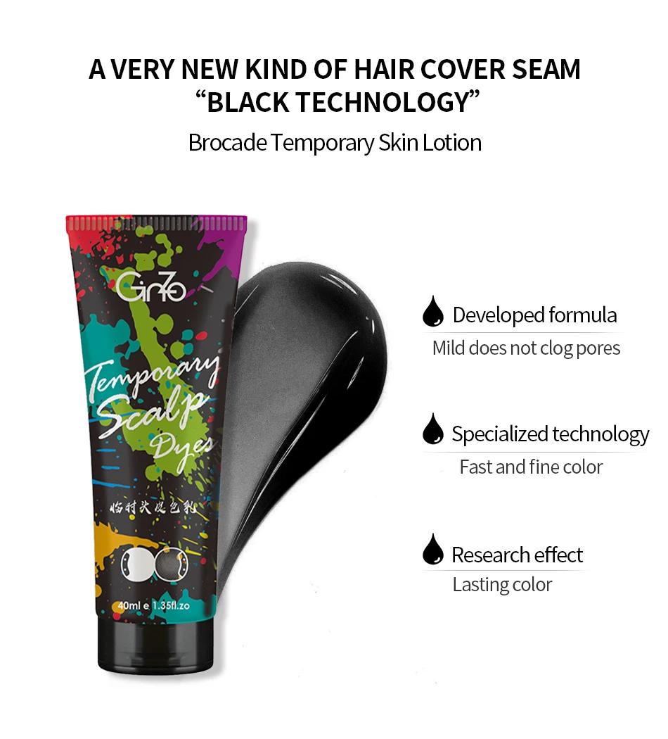 GINZO Hair Concealer for Baldness Dye Hair Corrector Cream for Man Waterproof Fill Up Black Hair Powder Upgraded Home Use 40ml