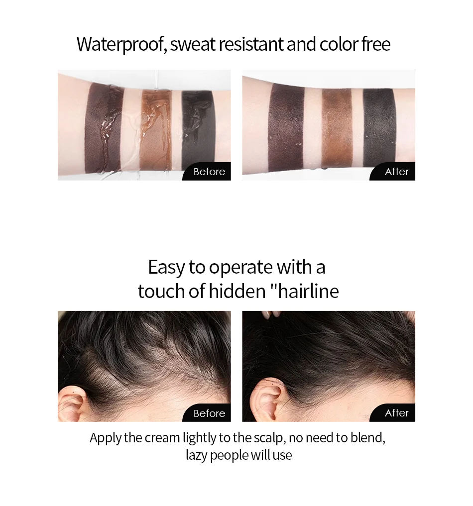 GINZO Hair Concealer for Baldness Dye Hair Corrector Cream for Man Waterproof Fill Up Black Hair Powder Upgraded Home Use 40ml