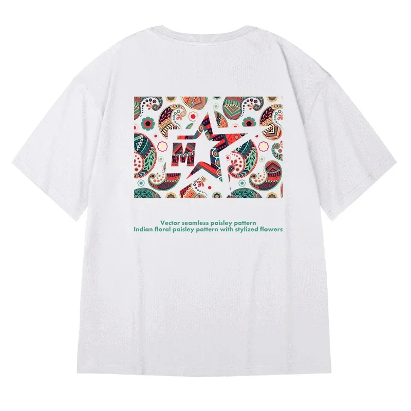M-8XL Men T-Shirt Oversized Loose Fashion Spiral Painting Print T-Shirt Student Youth Simple Casual Tops Summer Lovers'clothes