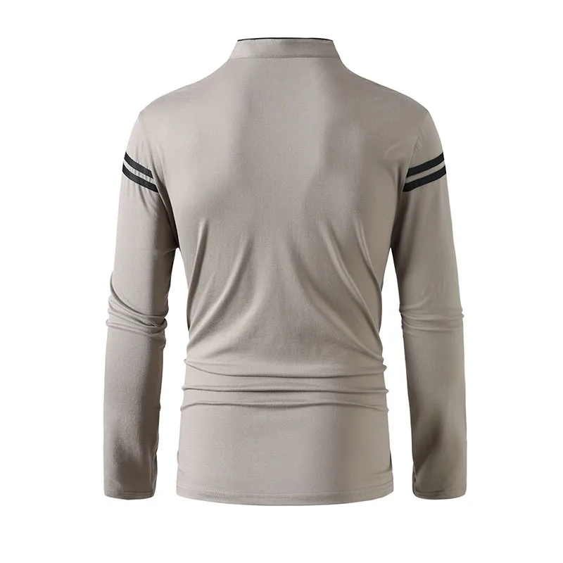 2025 Men's Casual Fashion Solid Color Long Sleeve Polo Shirt Stand up Collar Versatile Comfortable Top for Various Occasions