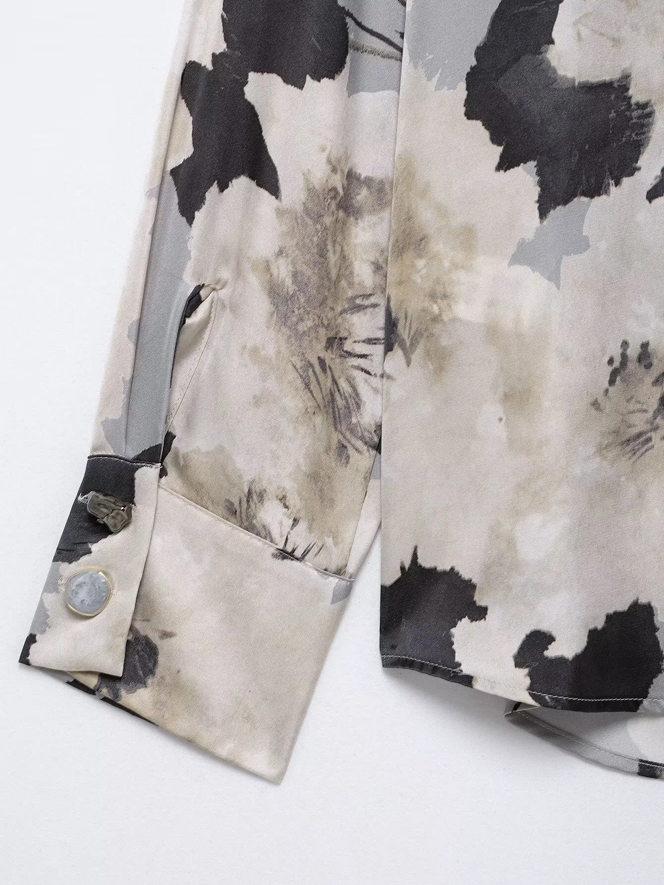 Vintage Women Fashion Skirts Suits Lapel Long Sleeve Print Shirt Top+High Waist 2025 Spring Texture Woman Midi Skirt Set