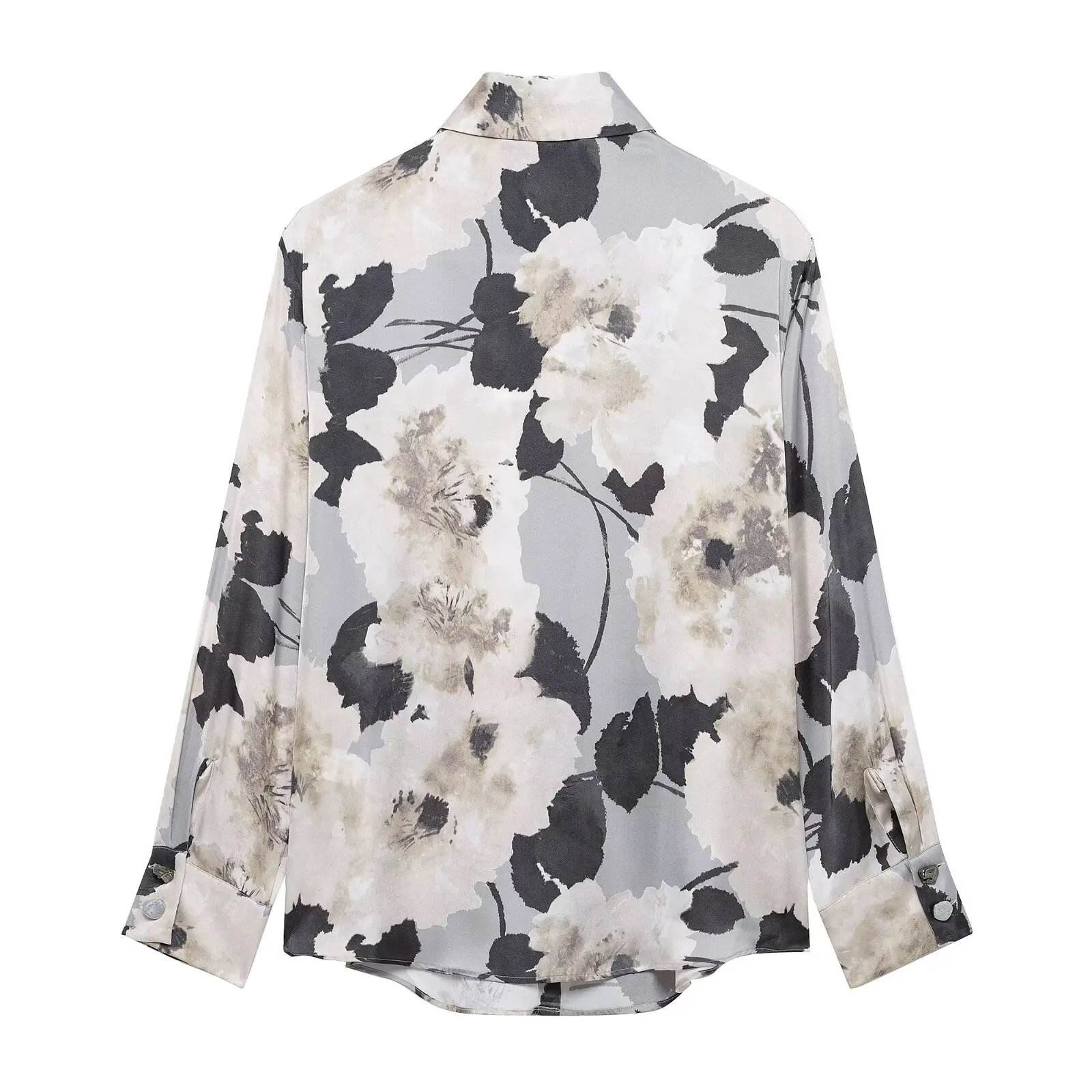 Vintage Women Fashion Skirts Suits Lapel Long Sleeve Print Shirt Top+High Waist 2025 Spring Texture Woman Midi Skirt Set