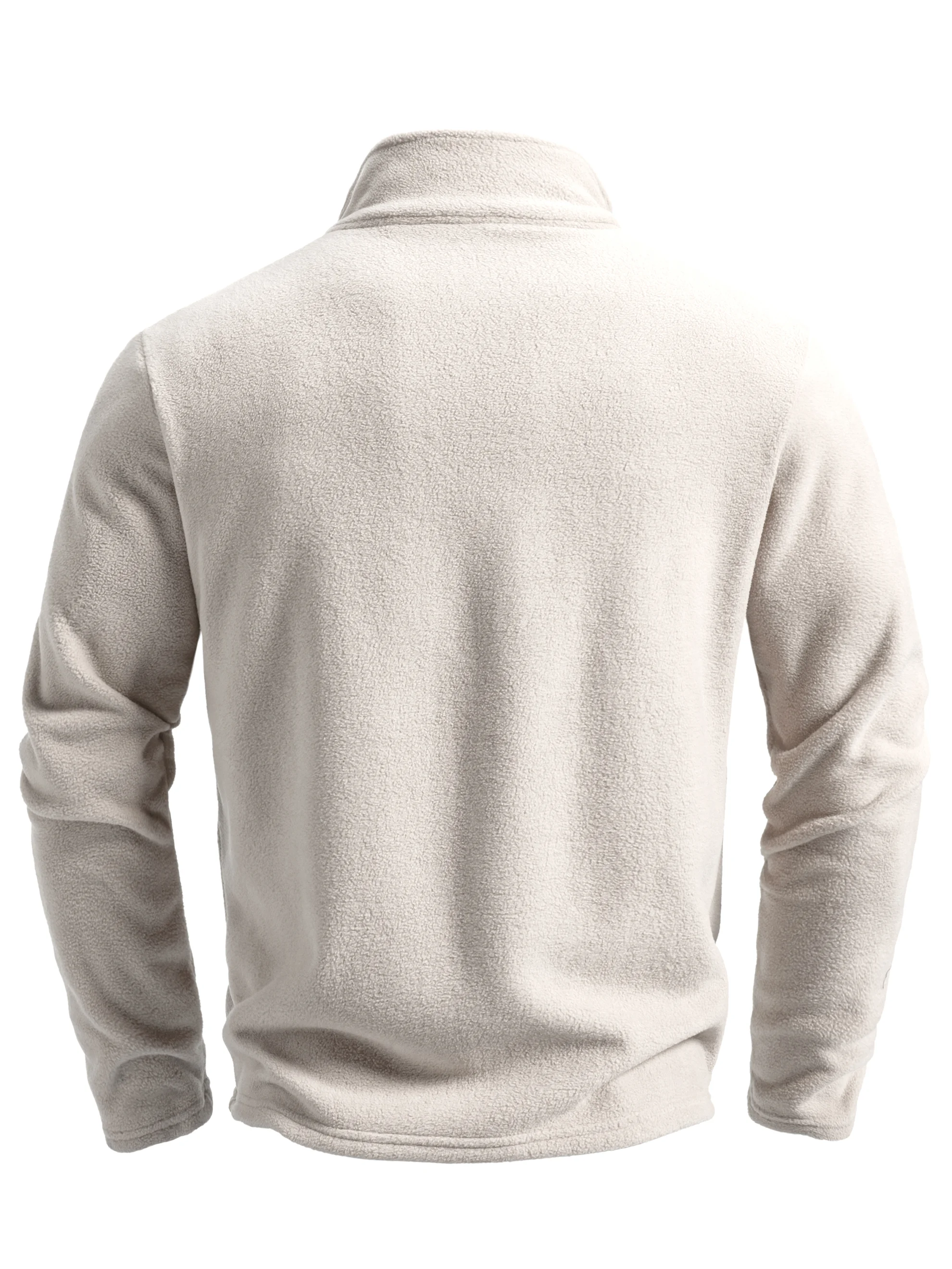 Men's Spring and Autumn Solid Color Fleece Warm Top, Comfortable Zippered Cardigan for Men's Outdoor Leisure