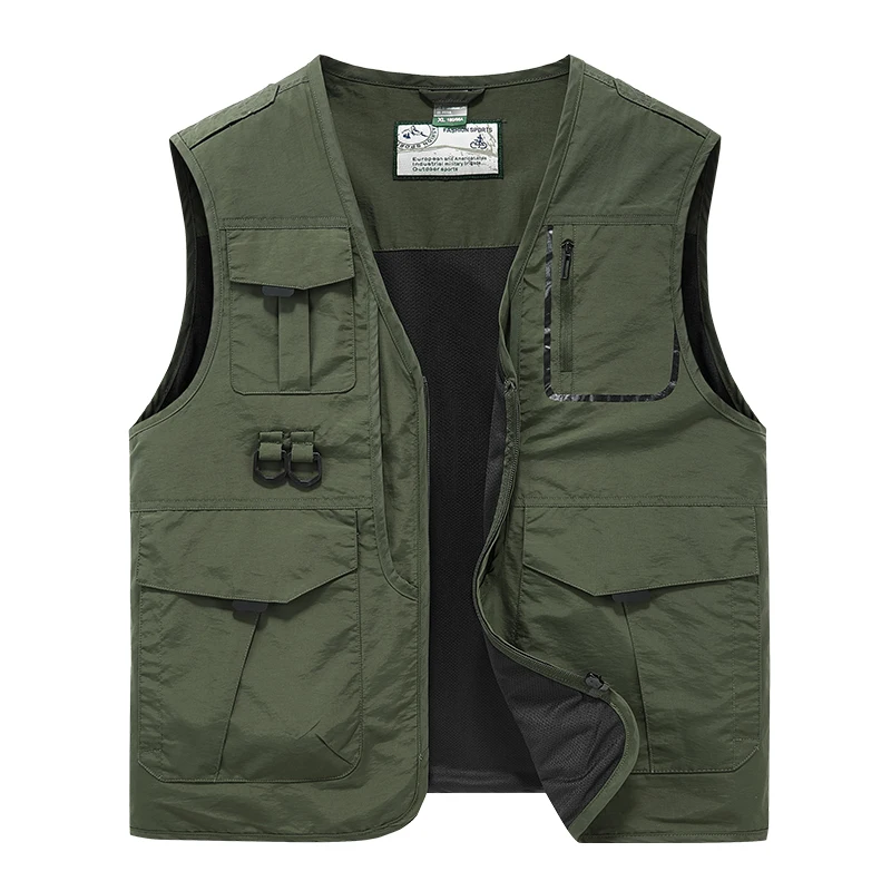 New functional vest for men, loose fit, large size, thin workwear, multi pocket photography, fishing, outdoor vest jacket for me