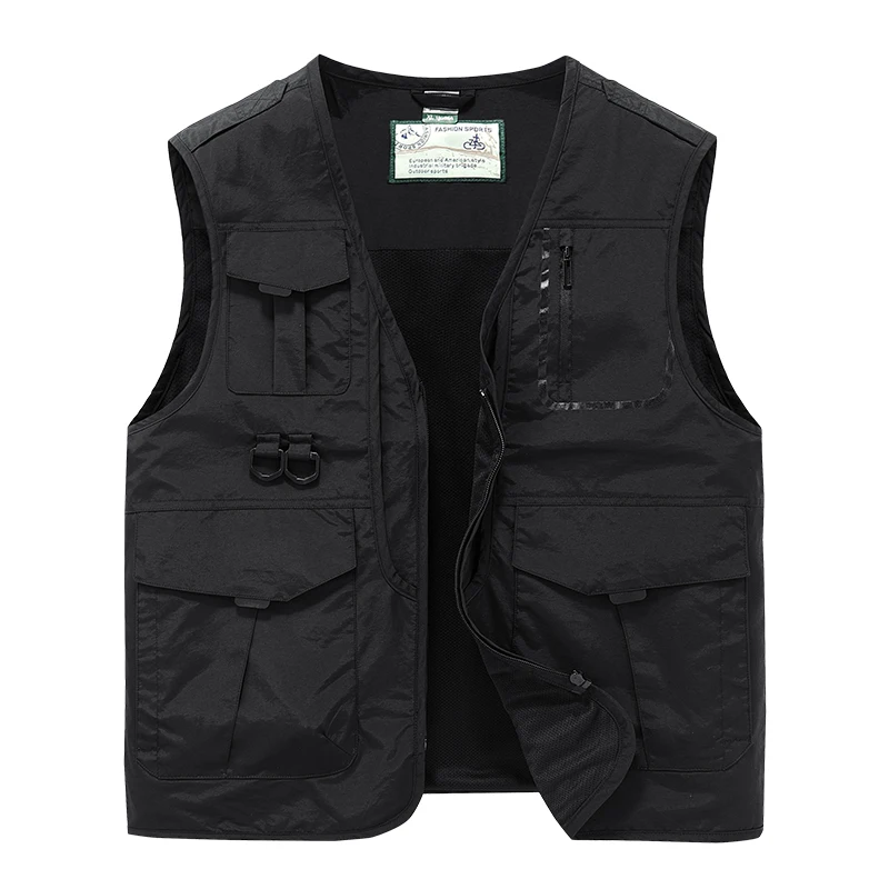 New functional vest for men, loose fit, large size, thin workwear, multi pocket photography, fishing, outdoor vest jacket for me