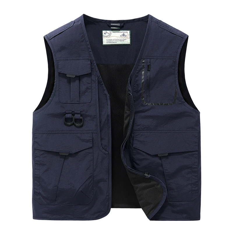 New functional vest for men, loose fit, large size, thin workwear, multi pocket photography, fishing, outdoor vest jacket for me