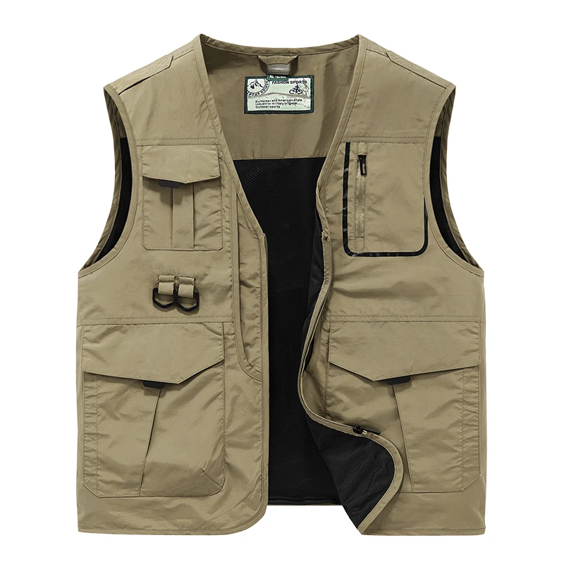 New functional vest for men, loose fit, large size, thin workwear, multi pocket photography, fishing, outdoor vest jacket for me