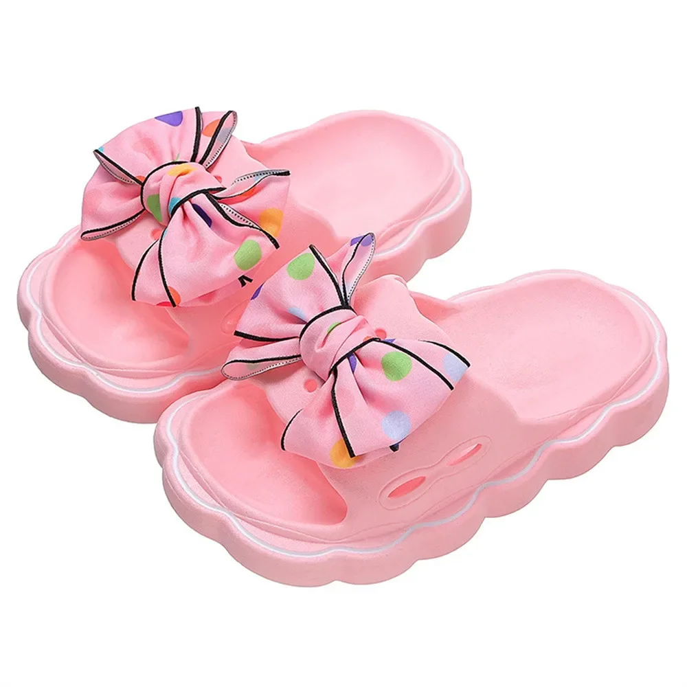 Kids Slippers Spring Autumn Girls Fashion Bow Non-slip Home Slippers Outside Home Thick Bottom Beach Sandals Slippers