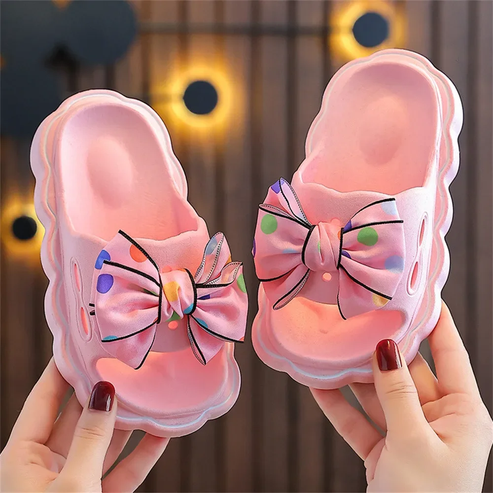 Kids Slippers Spring Autumn Girls Fashion Bow Non-slip Home Slippers Outside Home Thick Bottom Beach Sandals Slippers