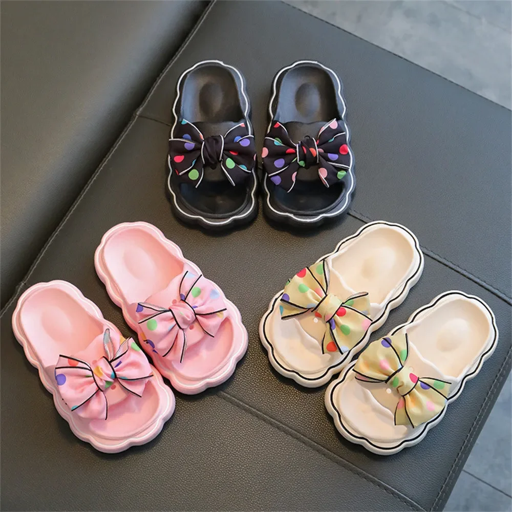 Kids Slippers Spring Autumn Girls Fashion Bow Non-slip Home Slippers Outside Home Thick Bottom Beach Sandals Slippers
