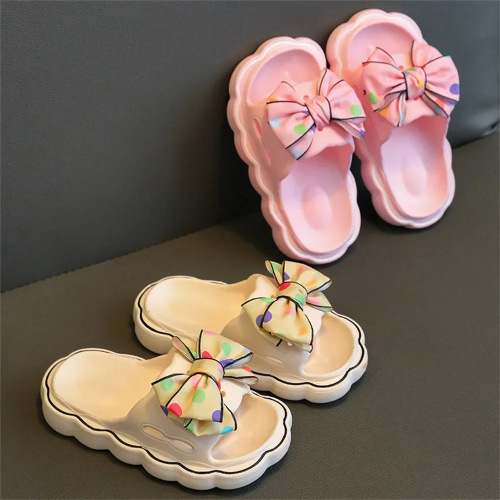 Kids Slippers Spring Autumn Girls Fashion Bow Non-slip Home Slippers Outside Home Thick Bottom Beach Sandals Slippers
