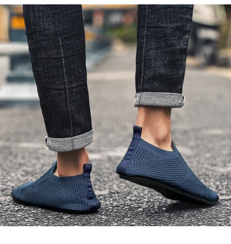 YRZL Air Mesh Loafers Breathable Non Slip Casual Shoes Lightweight Comfortable Grey Black Fashion Driving Office Shoes for Men