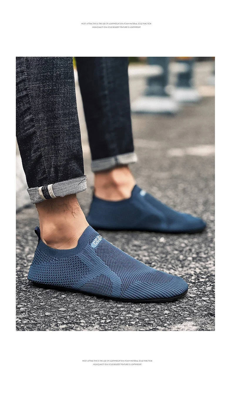 YRZL Air Mesh Loafers Breathable Non Slip Casual Shoes Lightweight Comfortable Grey Black Fashion Driving Office Shoes for Men