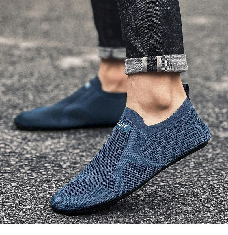 YRZL Air Mesh Loafers Breathable Non Slip Casual Shoes Lightweight Comfortable Grey Black Fashion Driving Office Shoes for Men