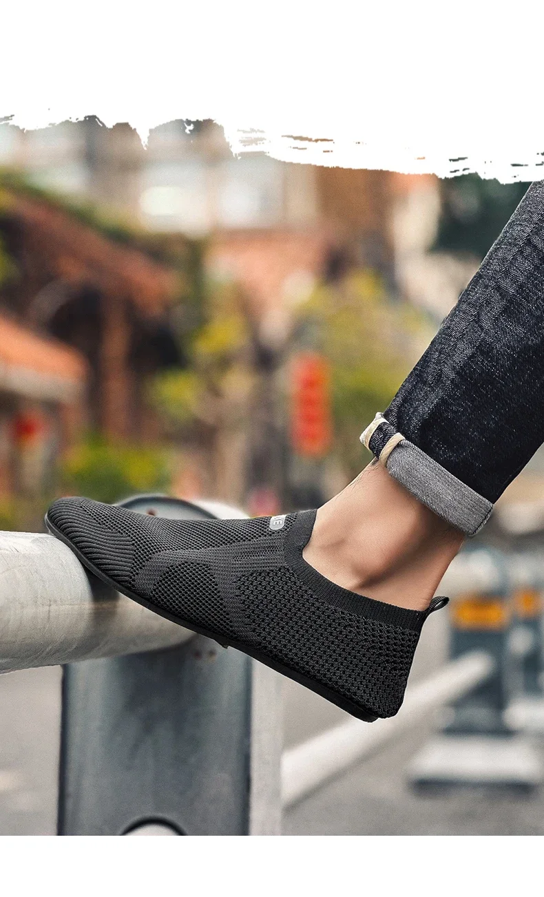 YRZL Air Mesh Loafers Breathable Non Slip Casual Shoes Lightweight Comfortable Grey Black Fashion Driving Office Shoes for Men