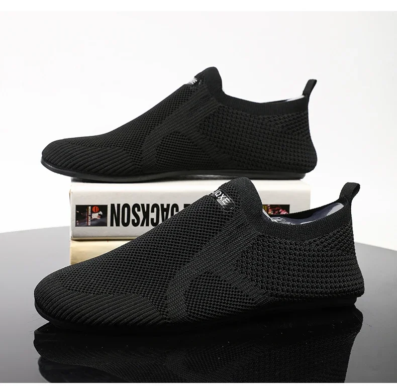 YRZL Air Mesh Loafers Breathable Non Slip Casual Shoes Lightweight Comfortable Grey Black Fashion Driving Office Shoes for Men