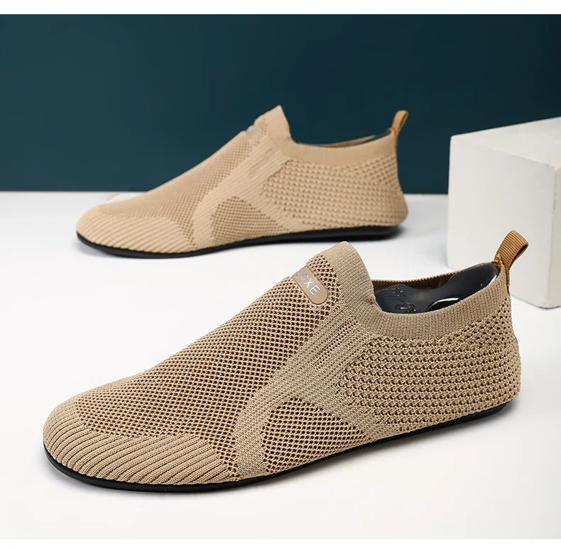 YRZL Air Mesh Loafers Breathable Non Slip Casual Shoes Lightweight Comfortable Grey Black Fashion Driving Office Shoes for Men