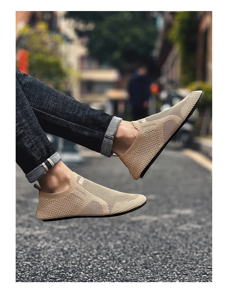 YRZL Air Mesh Loafers Breathable Non Slip Casual Shoes Lightweight Comfortable Grey Black Fashion Driving Office Shoes for Men