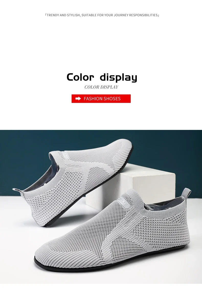 YRZL Air Mesh Loafers Breathable Non Slip Casual Shoes Lightweight Comfortable Grey Black Fashion Driving Office Shoes for Men