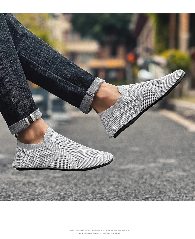 YRZL Air Mesh Loafers Breathable Non Slip Casual Shoes Lightweight Comfortable Grey Black Fashion Driving Office Shoes for Men