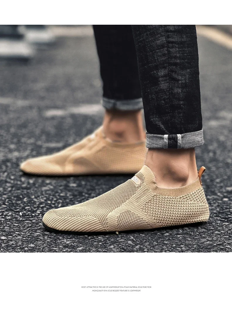YRZL Air Mesh Loafers Breathable Non Slip Casual Shoes Lightweight Comfortable Grey Black Fashion Driving Office Shoes for Men