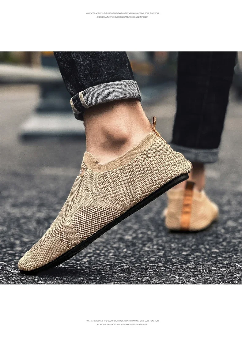 YRZL Air Mesh Loafers Breathable Non Slip Casual Shoes Lightweight Comfortable Grey Black Fashion Driving Office Shoes for Men