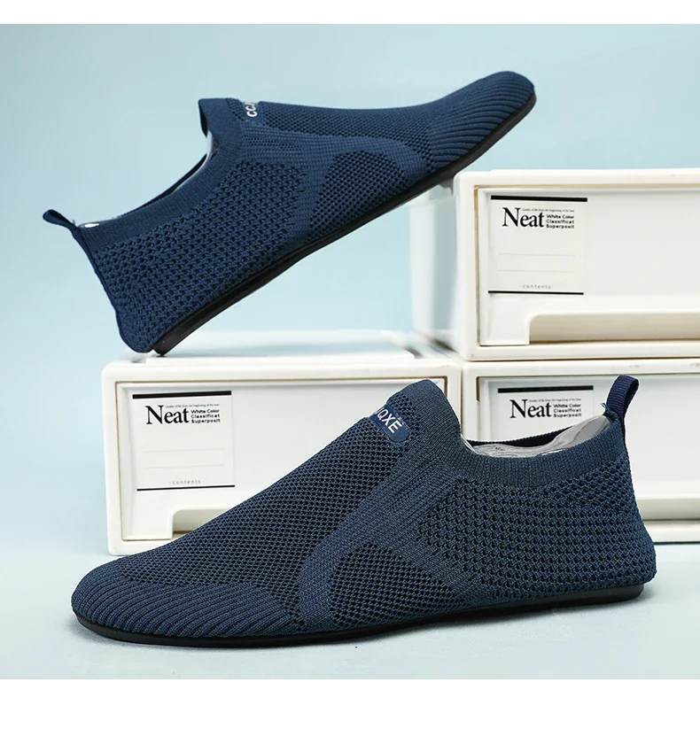 YRZL Air Mesh Loafers Breathable Non Slip Casual Shoes Lightweight Comfortable Grey Black Fashion Driving Office Shoes for Men