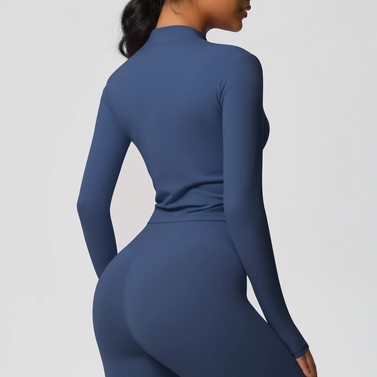 Zipper Jacket Women Crop Top Seamless Yoga Jacket Solid Sports Top Long Sleeve Running Shirts Quick Dry Fitness Gym Sport Wear