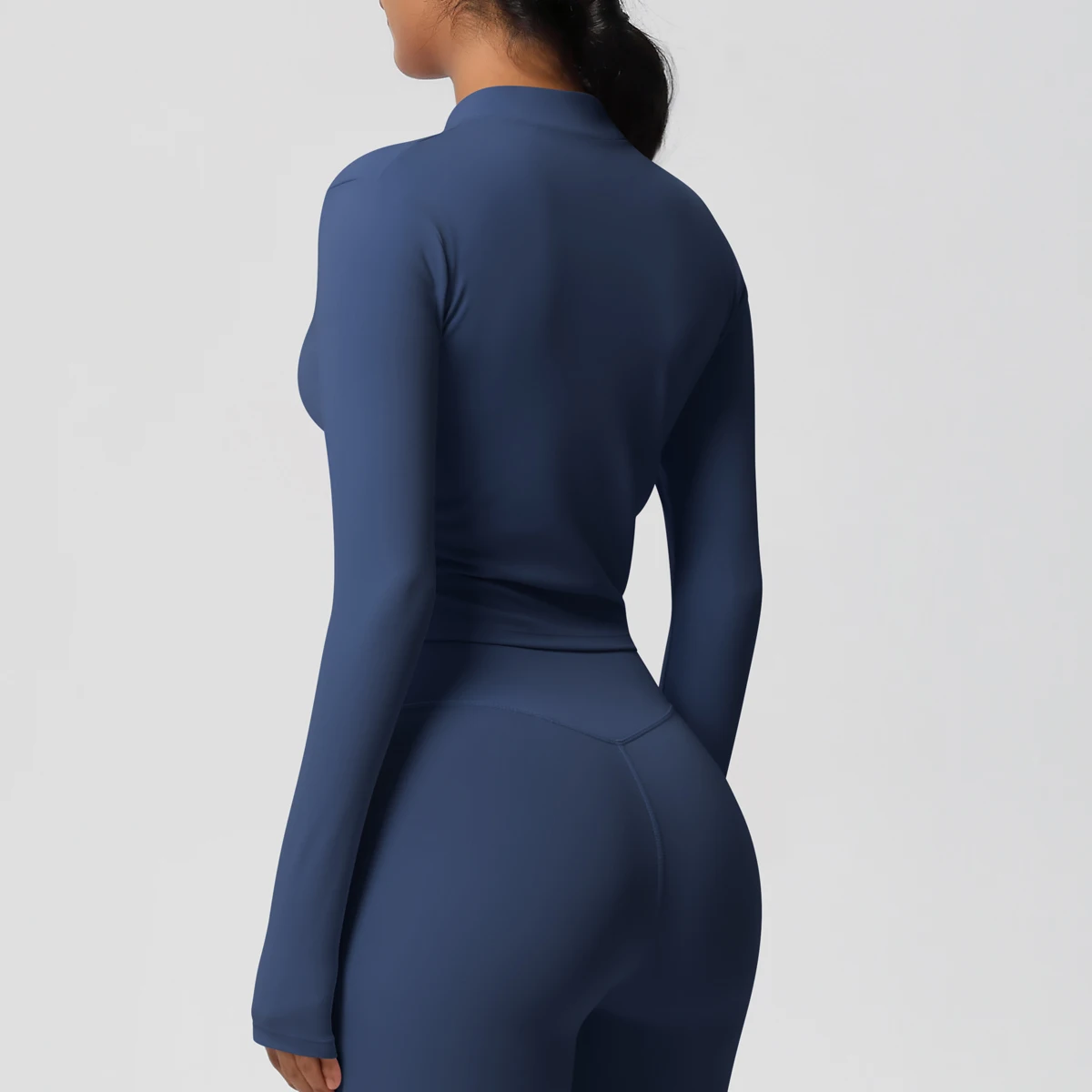 Zipper Jacket Women Crop Top Seamless Yoga Jacket Solid Sports Top Long Sleeve Running Shirts Quick Dry Fitness Gym Sport Wear