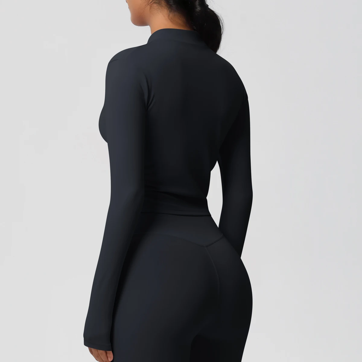 Zipper Jacket Women Crop Top Seamless Yoga Jacket Solid Sports Top Long Sleeve Running Shirts Quick Dry Fitness Gym Sport Wear