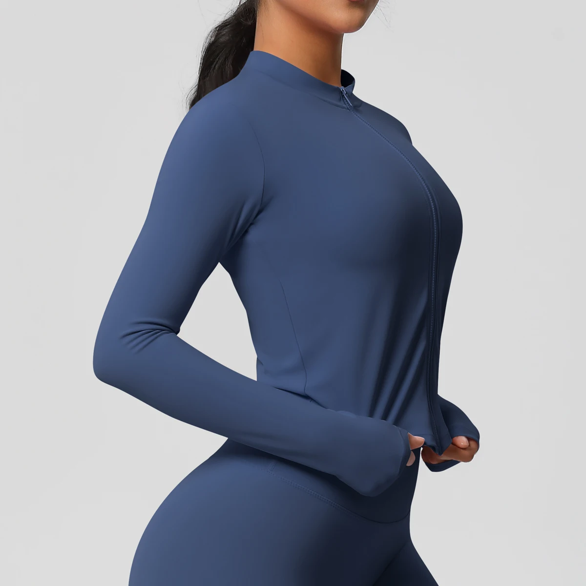 Zipper Jacket Women Crop Top Seamless Yoga Jacket Solid Sports Top Long Sleeve Running Shirts Quick Dry Fitness Gym Sport Wear