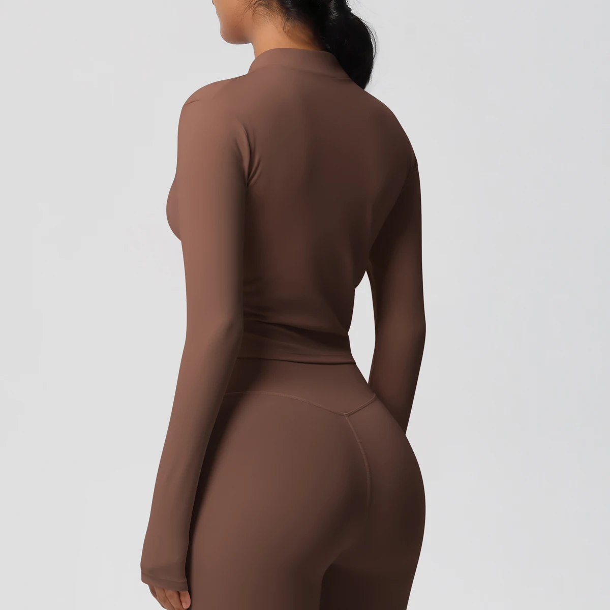 Zipper Jacket Women Crop Top Seamless Yoga Jacket Solid Sports Top Long Sleeve Running Shirts Quick Dry Fitness Gym Sport Wear