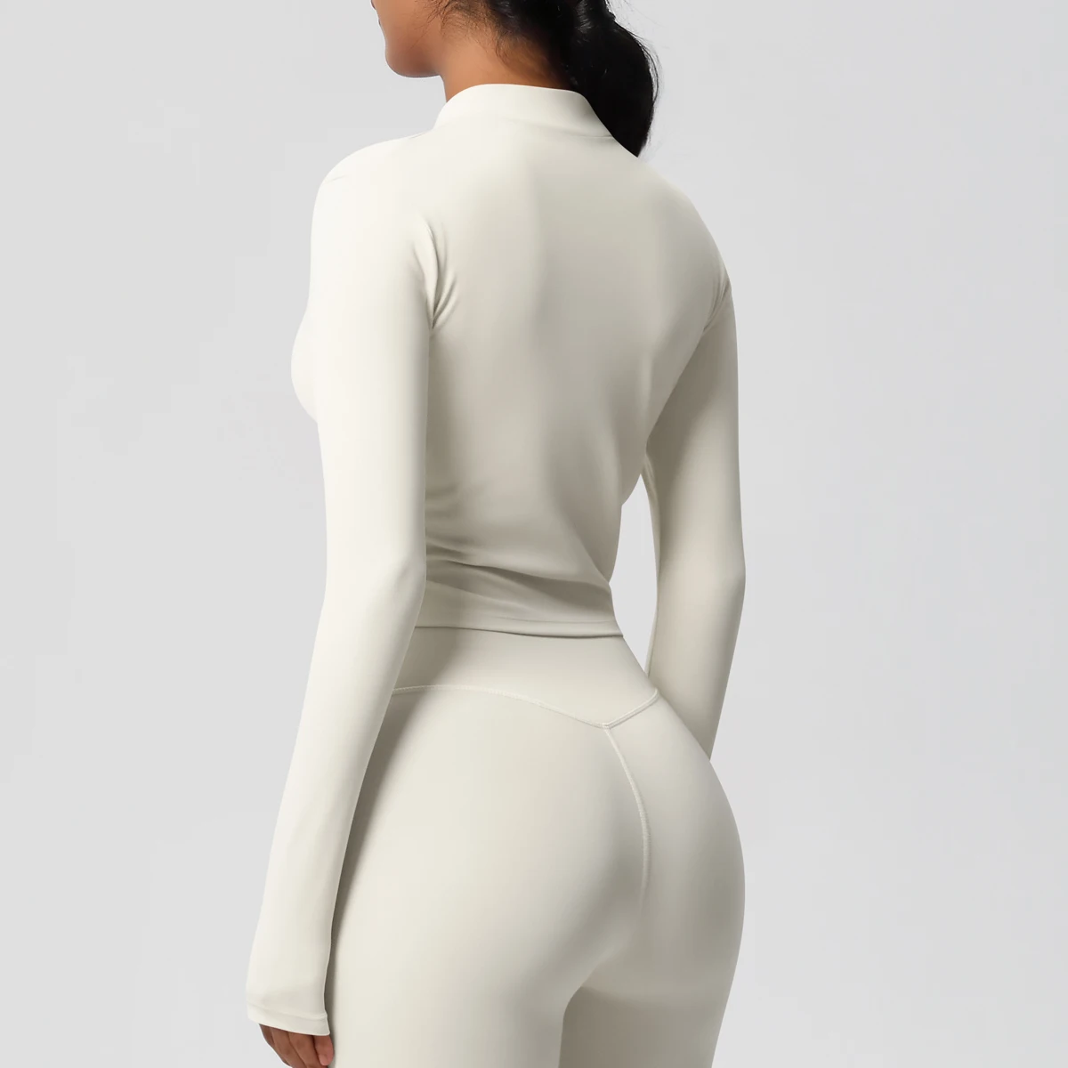 Zipper Jacket Women Crop Top Seamless Yoga Jacket Solid Sports Top Long Sleeve Running Shirts Quick Dry Fitness Gym Sport Wear