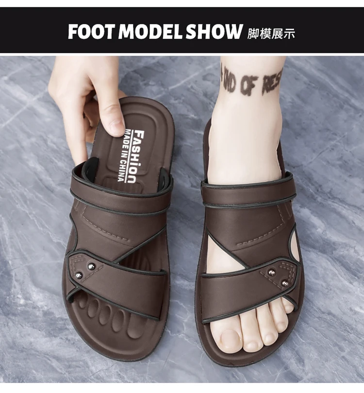 Summer Men's Sandals Leisure Beach Shoes Male Holiday Slippers Outdoor Retro Comfortable Casual Sandals leather Men Slippers