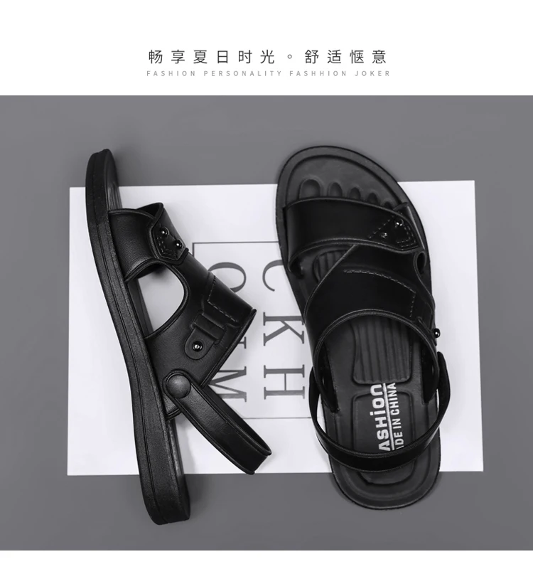 Summer Men's Sandals Leisure Beach Shoes Male Holiday Slippers Outdoor Retro Comfortable Casual Sandals leather Men Slippers