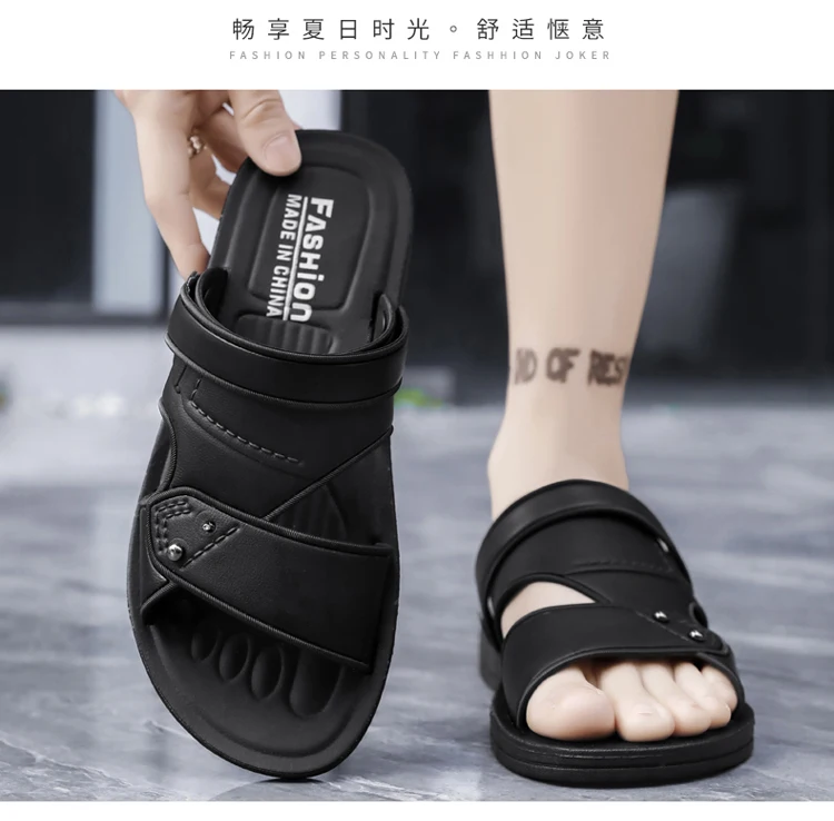 Summer Men's Sandals Leisure Beach Shoes Male Holiday Slippers Outdoor Retro Comfortable Casual Sandals leather Men Slippers