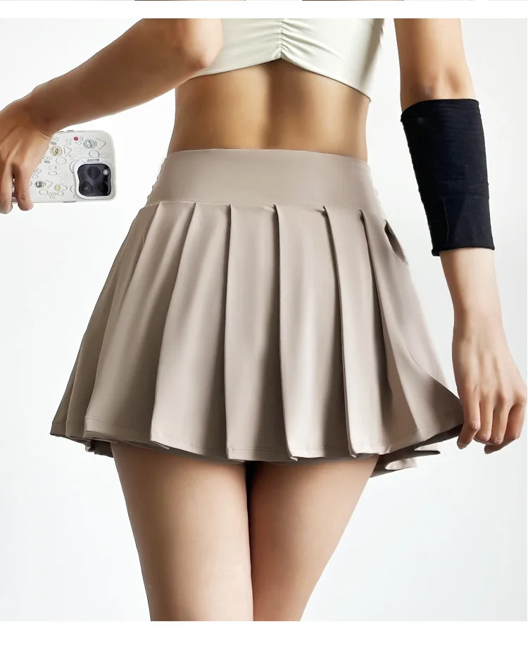 Sports short skirt women summer anti-walk yoga pants running fitness clothes quick dry breathable high waist pleated skirt