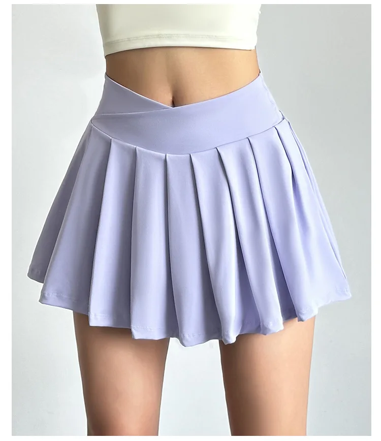 Sports short skirt women summer anti-walk yoga pants running fitness clothes quick dry breathable high waist pleated skirt