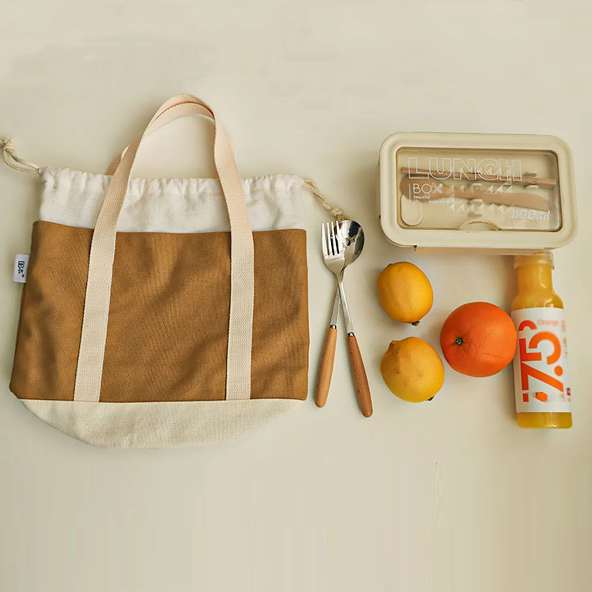 Japanese-style Thickened Wear-Resistant Canvas Lunch Bag, Portable Lunch Bag, Portable Lunch Bag for Students and Office Workers