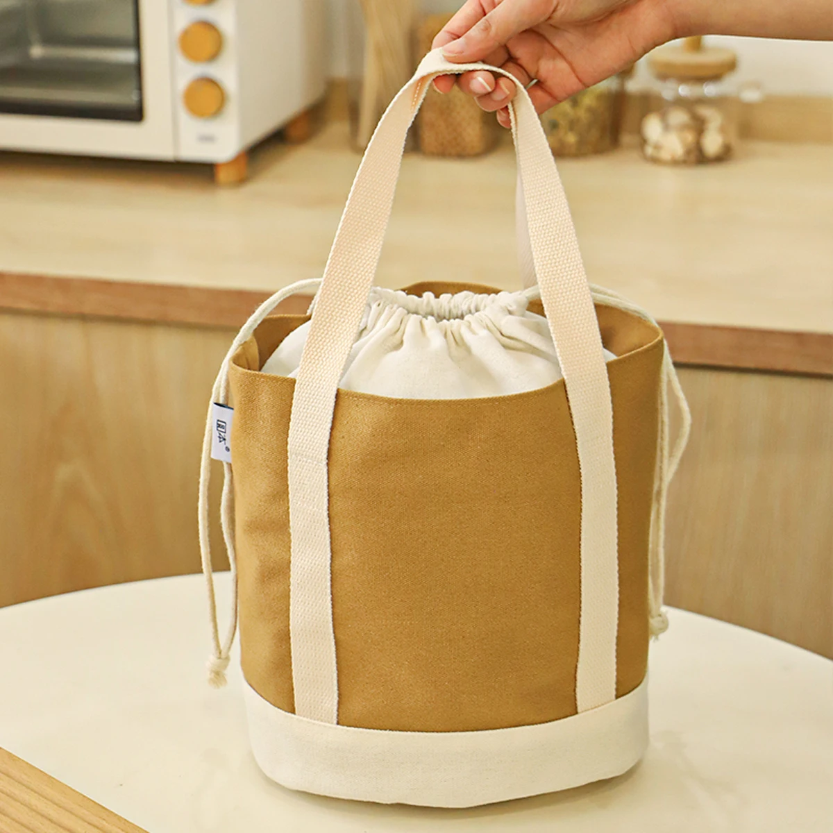 Japanese-style Thickened Wear-Resistant Canvas Lunch Bag, Portable Lunch Bag, Portable Lunch Bag for Students and Office Workers