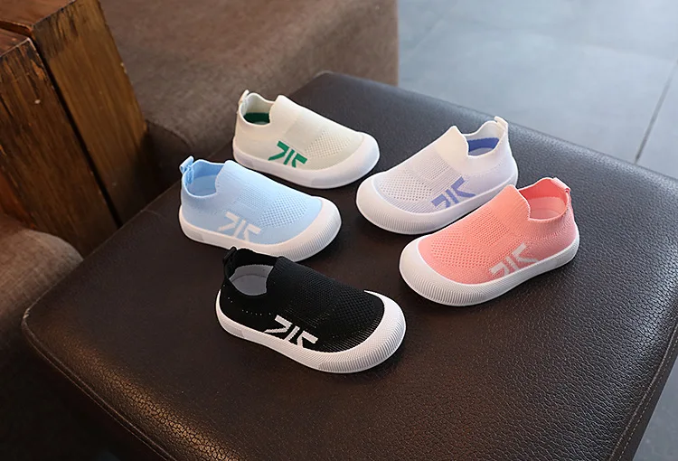 Size 20-31 Children Shoes Spring Autumn Kids Sneakers Soft Breathable Mesh Boys Slip-on Shoes Patchwork Color Girls Shoes