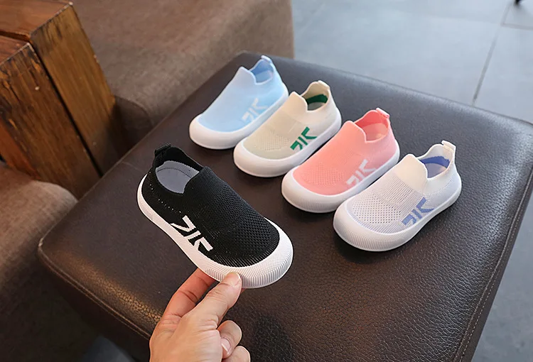 Size 20-31 Children Shoes Spring Autumn Kids Sneakers Soft Breathable Mesh Boys Slip-on Shoes Patchwork Color Girls Shoes
