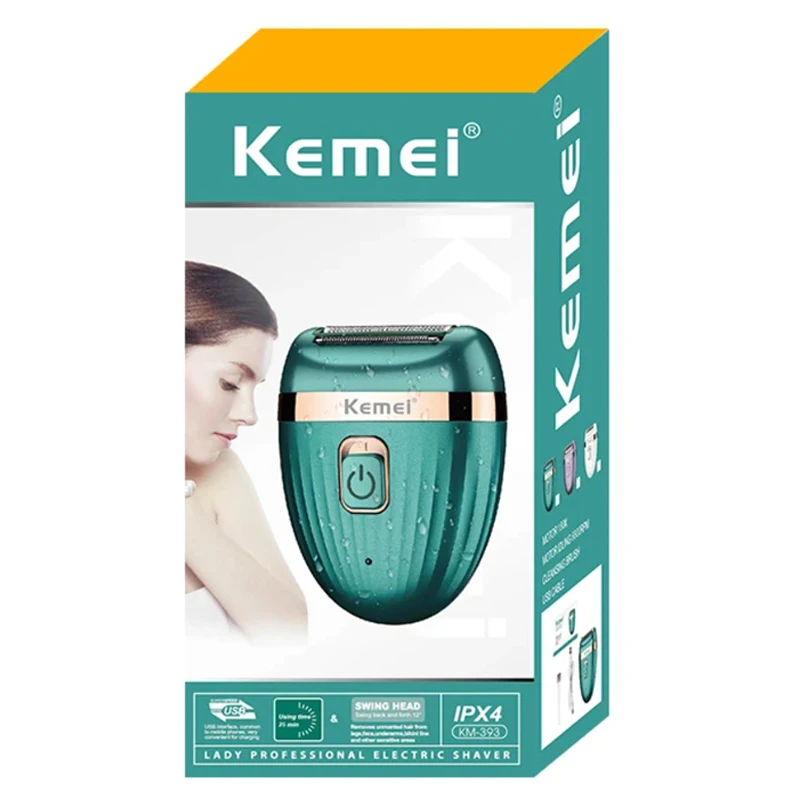 Kemei Women Epilator Electric Hair Removal Facial Body Lady Bikini Legs Arms Armpit Hair Remover Underarms Rechargeable