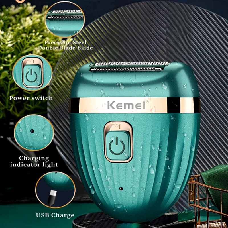 Kemei Women Epilator Electric Hair Removal Facial Body Lady Bikini Legs Arms Armpit Hair Remover Underarms Rechargeable