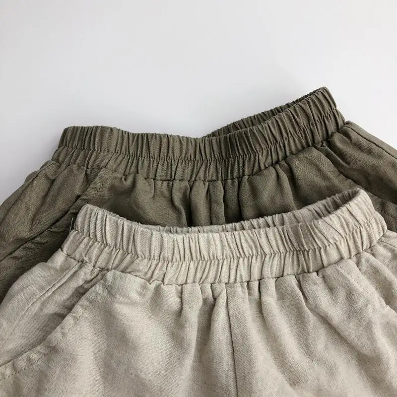 Summer Baby Cotton Linen Shorts Kids Boy Girl Leisure Breathable Short Pant Thin Style Children's Outwear Clothes