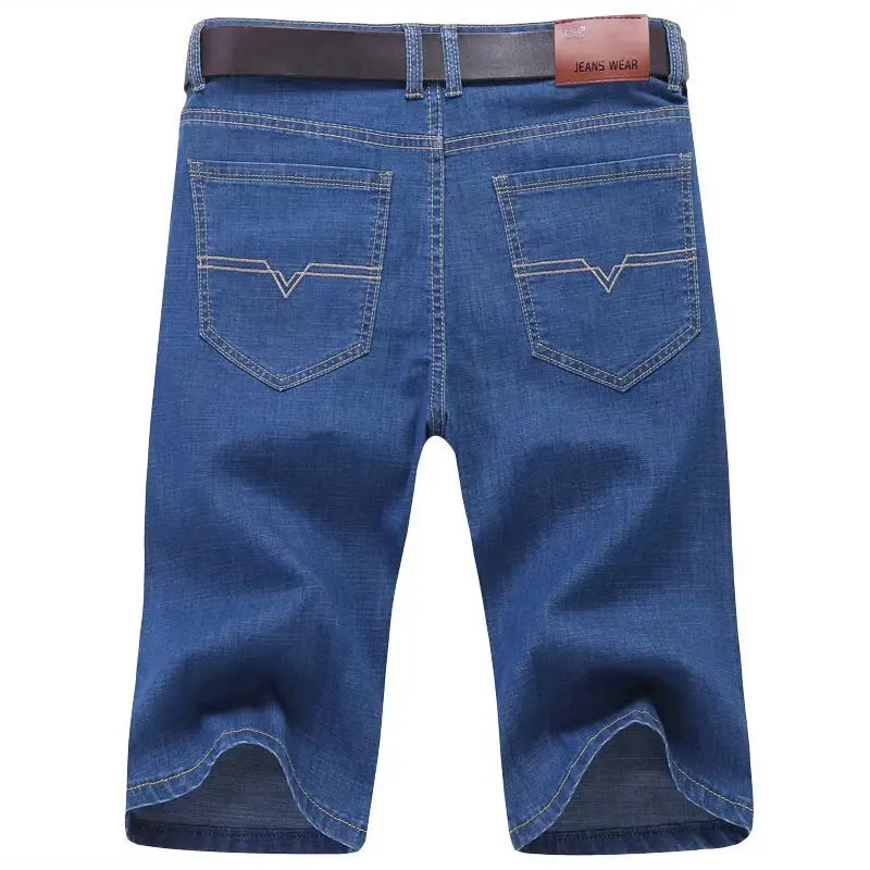 Summer Men's Denim Shorts Thin, Breathable, Loose, Business Pentagram Pants Fashionable and Comfortable Straight Shorts Blue
