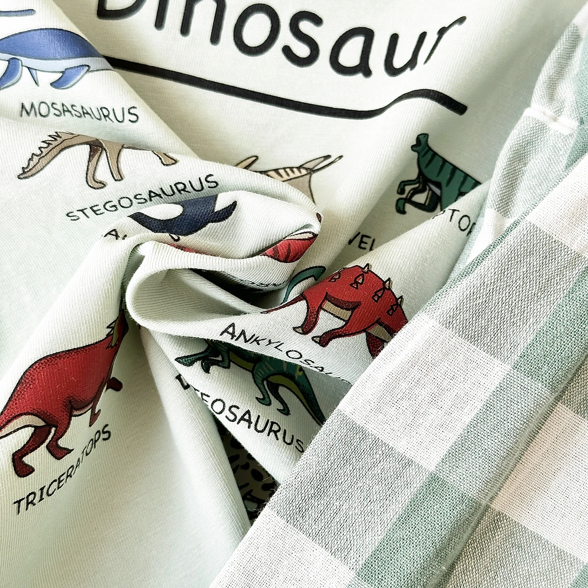 2Pcs Set New Baby Boy Girl Clothing Set Toddler Baby Clothes Dinosaur Print T-shirt+Grid Shorts Newborn Boy Girl Summer Outfits