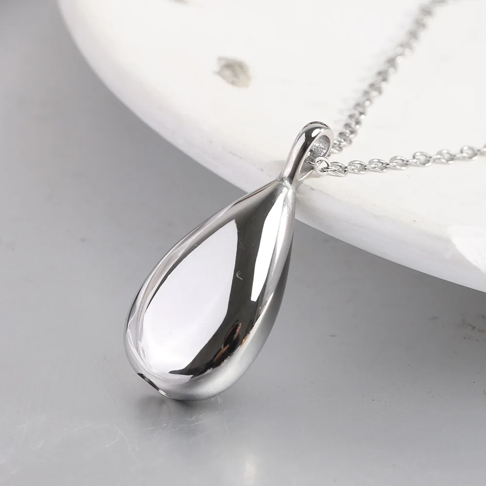New Stainless Steel Water Droplet Urn Pendant Necklace for Women Minimalist 4 Colors Jewelry Male Female Necklaces Chokers Gifts