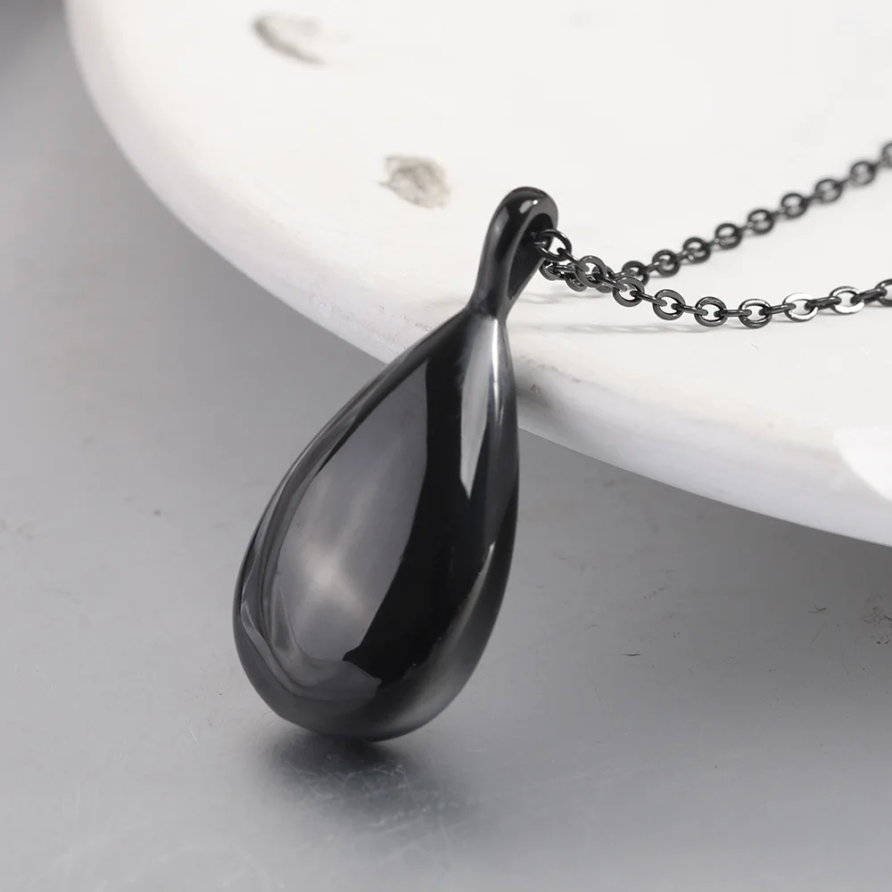 New Stainless Steel Water Droplet Urn Pendant Necklace for Women Minimalist 4 Colors Jewelry Male Female Necklaces Chokers Gifts